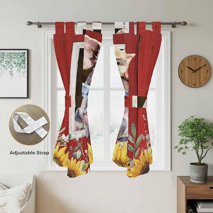 Pig Sunflowers Bathroom Curtains 63 Inch Length, Window Curtains Tab Top - Image 5