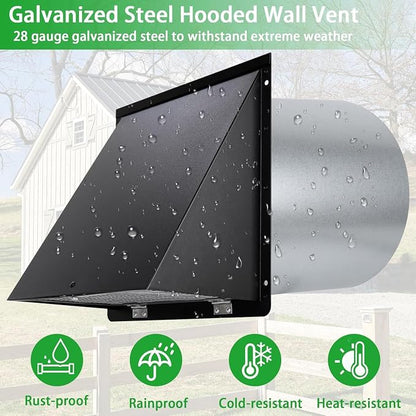7 Inch Hooded Wall Vent with Mesh and Damper, Outside Wall Vent Hood Exterior - Image 5