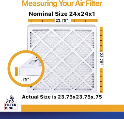 Filter King 24x24x1 Air Filter | 6-PACK | MERV 13 | HVAC Pleated AC Furnace - Image 2