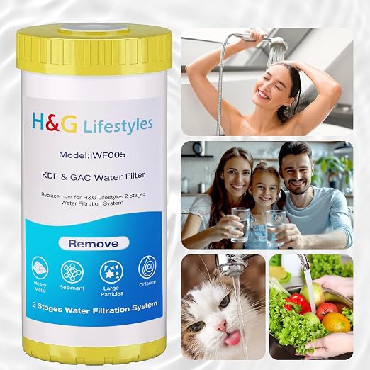 H&G Lifestyles 10" x 4.5" Whole House KDF and Carbon Water Filter, Compatible - Image 5