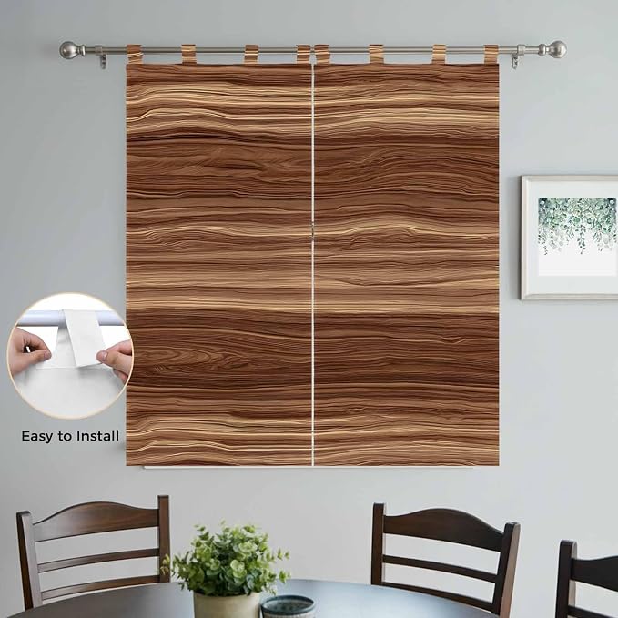 Brown Western Living Room Curtains 84 Inch Length, Window Curtains Tab Top - Image 4