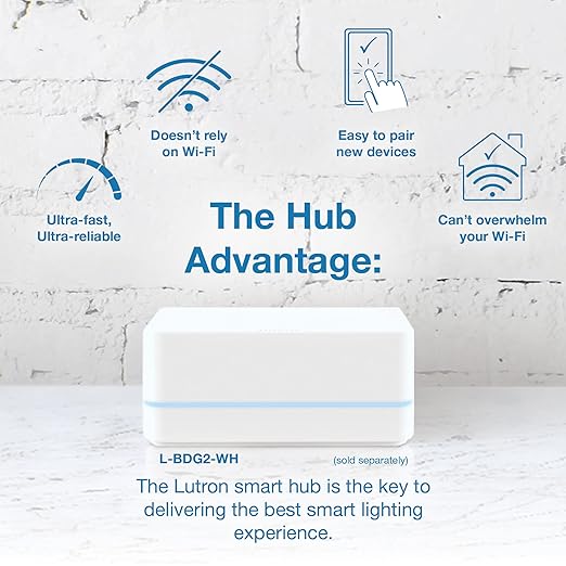 Lutron Diva Smart Dimmer Light Switch for Caseta Lighting (Lutron Smart Hub Required), for LED Lights, 150W, Single-Pole/3-Way, No Neutral, White, 2 Pack (DVRF-6LS-WH-2)