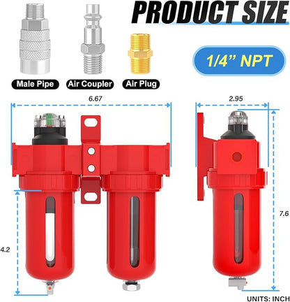 1/4" NPT Aluminium Air Drying System, Coalescing Filter, Desiccant Dryer and - Image 2