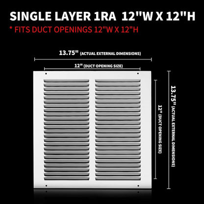 12x12 Return Air Grille, Air Return Vent Cover, Flat Vent Cover, Rejillas De - Image 3