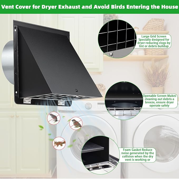 4 Inch Dryer Vent Cover Outside - Image 3