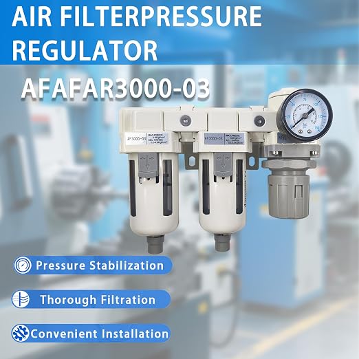 XingNEeng 3/8" NPT Compressed Air Filter Regulator Lubricator Combo, Water/Oil - Image 8