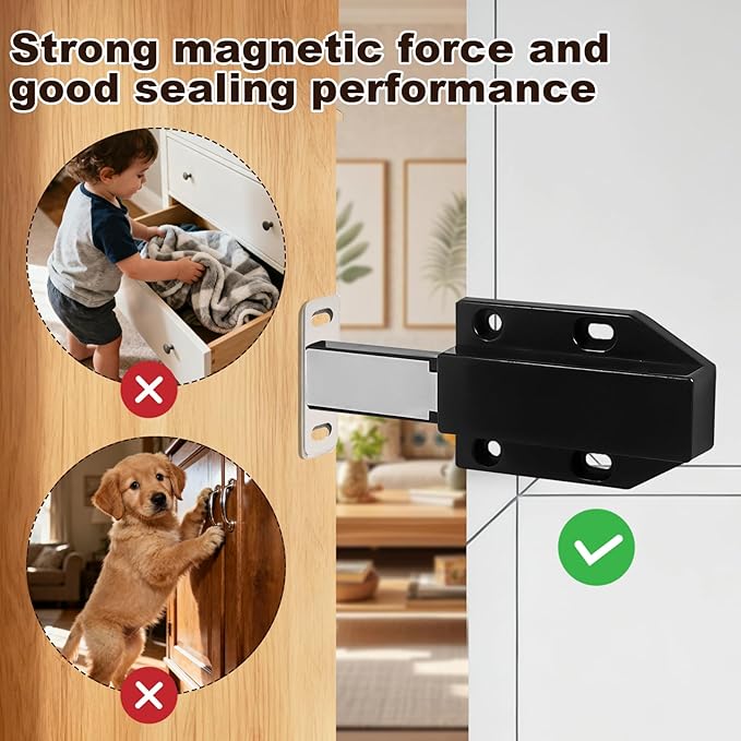 4 Pack Magnetic Push Latch,Heavy Duty Magnetic Touch Latch,for Push to Open Cabinet or Kitchen Drawer, Kitchen Door,on Strong Pop Out (White - 2.7 inch, 4 Pack)