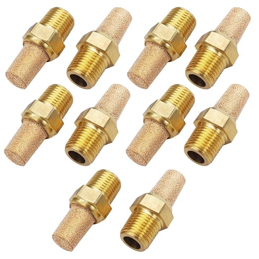 mxuteuk 10pcs Brass Pneumatic Muffler Filter Noise Silencer, Hex Sintered by mxuteuk