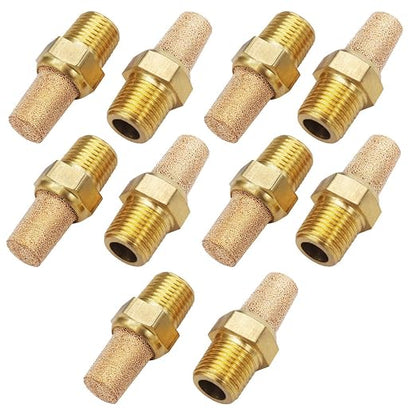 mxuteuk 10pcs Brass Pneumatic Muffler Filter Noise Silencer, Hex Sintered by mxuteuk