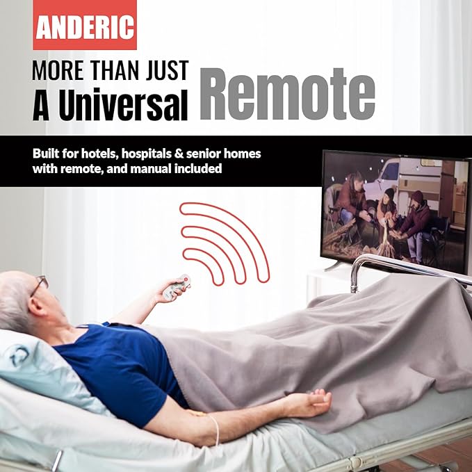 Anderic RR1004 Big Button TV Remote Control – Senior Friendly, Easy-to-use with Glow Keys, Simple Layout – Ideal for Elderly Care & Assisted Living – Compatible with Most IR TVs - White - 1 Pack