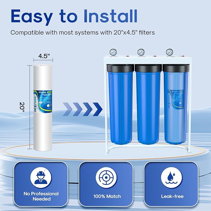 ICEPURE 5 Micron 20" x 4.5" Whole House Sediment Water Filter, 20 Inch Water - Image 7
