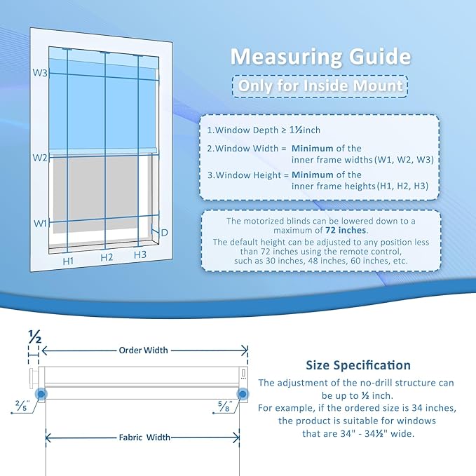 MANSNIX Smart Motorized Blinds with Remote, Cordless No-Drill Automatic Roller Shades, Blackout Electric Blind for Windows, Black, 30 x 72