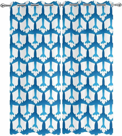 Outdoor Curtains for Patio Waterproof Weatherproof Blue Aircraft Porch Curtains - Image 6