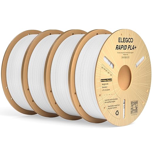 ELEGOO Rapid PLA Plus Filament 1.75mm White 4KG, PLA+ 3D Printer Filament for 600 mm/s High Speed Printing, Dimensional Accuracy +/- 0.02 mm, 4 Pack 1kg Spool(2.2lbs)