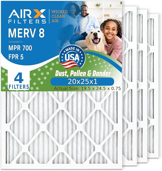 AIRX FILTERS WICKED CLEAN AIR 20x25x1 MERV 8 Electrostatic Pleated Air by AIRXFILTERSWICKEDCLEANAIR