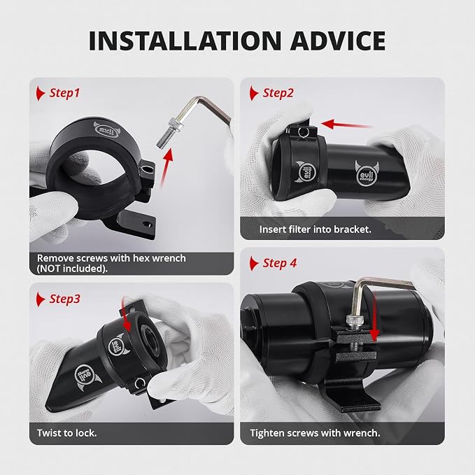 EVIL ENERGY 50mm Fuel Filter Mounting Bracket, Fuel Pump Clamp Holder Red - Image 4