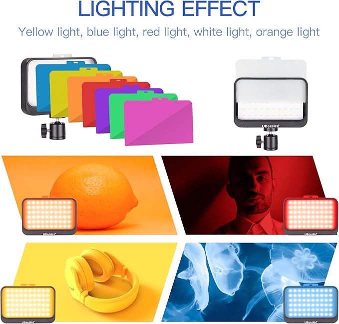 UBeesize LED Video Studio Light Kit - 16 Color Filters, Adjustable Tripod Stand with Ball Head, Photography Lighting for Video Recording