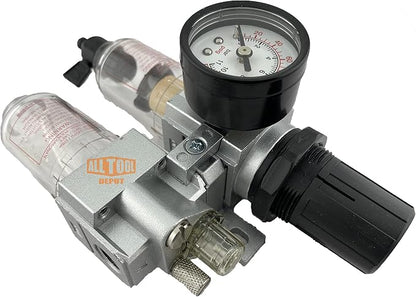 1/4" NPT Mini Compressed Air In Line Filter Regulator Lubricator Oiler Combo - Image 4
