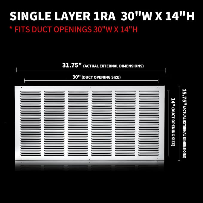 30x14 Return Air Grille, Air Return Vent Cover, Flat Vent Cover, Rejillas De - Image 2