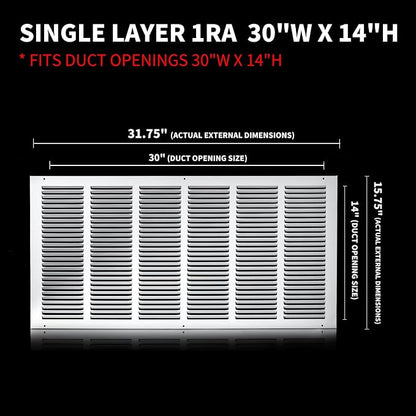 30x14 Return Air Grille, Air Return Vent Cover, Flat Vent Cover, Rejillas De - Image 2