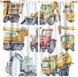 Kids Excavator Curtains, Retro Truck Tractor Machinery Construction Vehicle by SHElifestyle