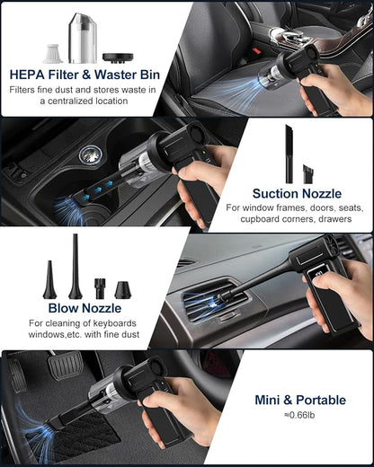 Compressed Electric Air Duster & Handheld Car Vacuum Cleaner 2-in-1-10000mAh - Image 4