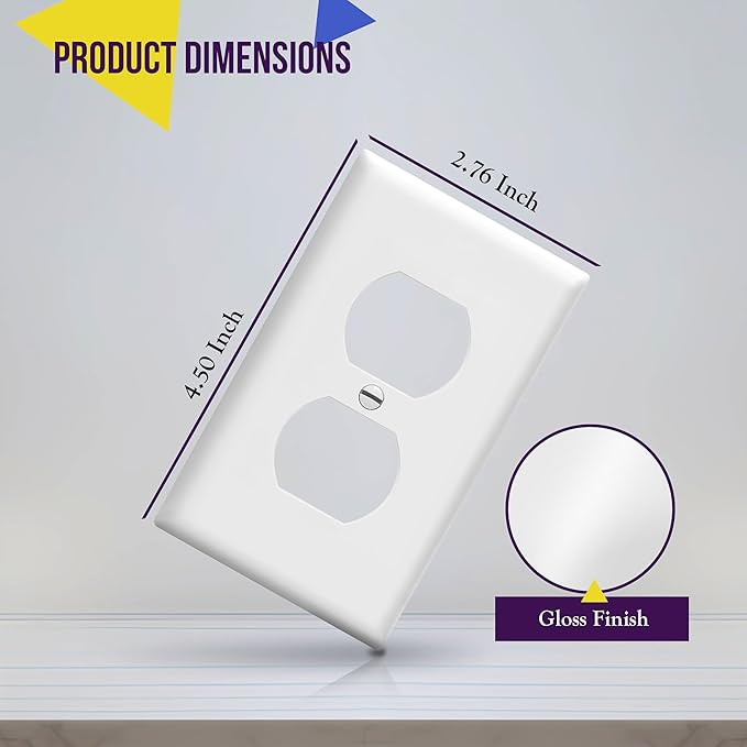 ENERLITES Duplex Wall Plates, Electrical Outlet Covers, Standard Size 1-Gang 4.50" x 2.76", Unbreakable Polycarbonate Thermoplastic, 8821-W-100PCS, White, 100 Pack