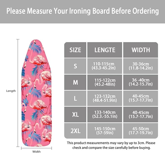 ZCFYGDX Flamingo Palm Leaf Print Ironing Board Covers (18 x 58 in) Hook & Loop Elastic Edge Easy to Install, Scorch Resistant,Lightweight & Breathable Anti-Slip & Wear-Resistant Home Size-2XL
