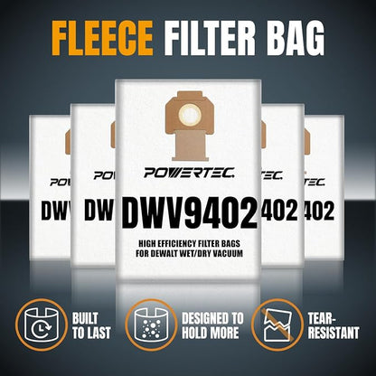 POWERTEC DWV9402 Fleece Bags for Dewalt 5PK, for Dewalt DWV010, DWV015 8 & 10 - Image 8