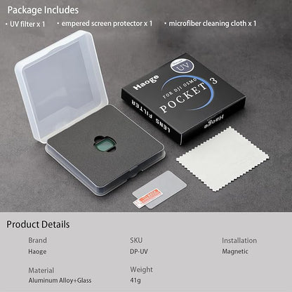Haoge Magnetic UV Filter for DJI Osmo Pocket 3 Creator Combo, Lightweight - Image 8