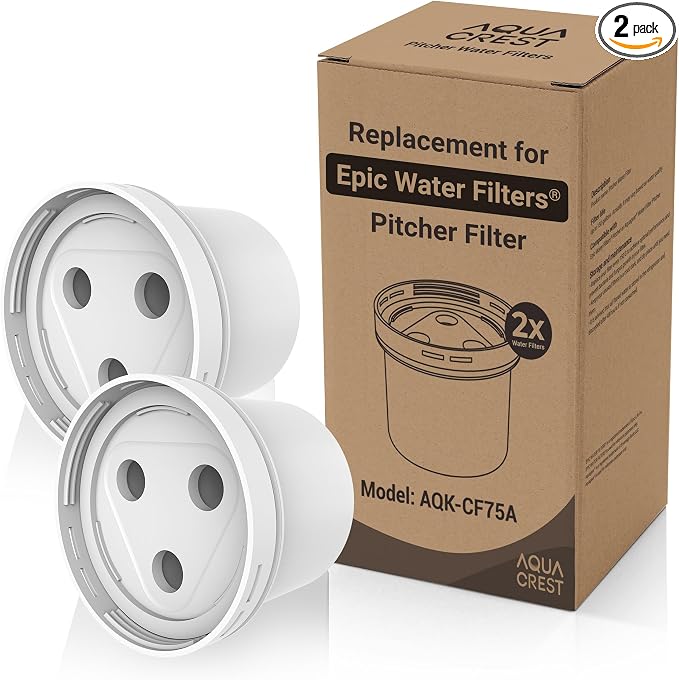 2 Packs Filter Replacement for All Epic Water Filters® Pitchers and Dispensers by AQUACREST