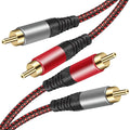 Tiierzon RCA Cable 5Ft,2Rca Male to 2-RCA Male Audio Stereo Subwoofer Cable [Hi-Fi Sound] Nylon-Braided Auxiliary Audio Cord for Home Theater, HDTV, Amplifiers, Hi-Fi Systems,Speakers and etc (5Ft)