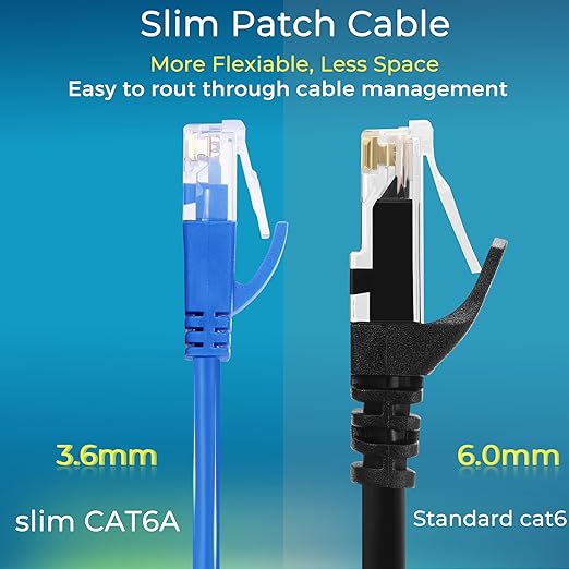 Rapink Patch Cables Cat6a 7ft (10 Pack) Slim, Cat6a Ethernet Patch Cable 10G Support, Snagless Cat 6 Patch Cable for Patch Panel to Switch, Flexiable Cat 6a Ethernet Cable with Gold Plated