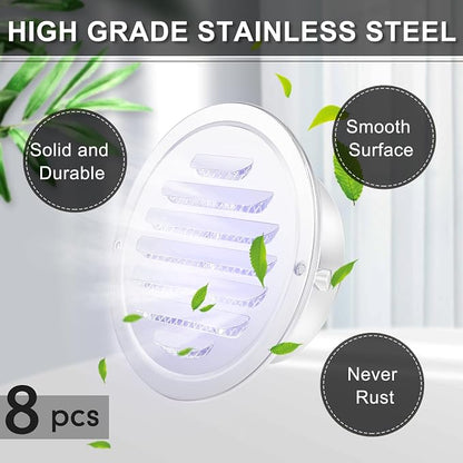 Zonon 8pcs Stainless Steel Soffit Vents 6 Inch Round Dryer Vent Cover - Image 3