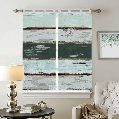 Blue Teal Living Room Curtains 84 Inch Length, Window Curtains Tab Top - Image 2