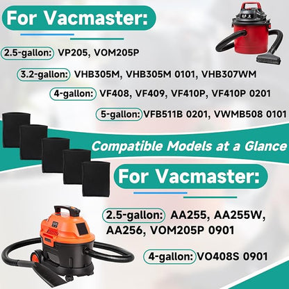5 Pack VFF21 Foam Filters Fit for Vacmaster 2.5-5 Gallon Wet/Dry Vacs & Armor - Image 4