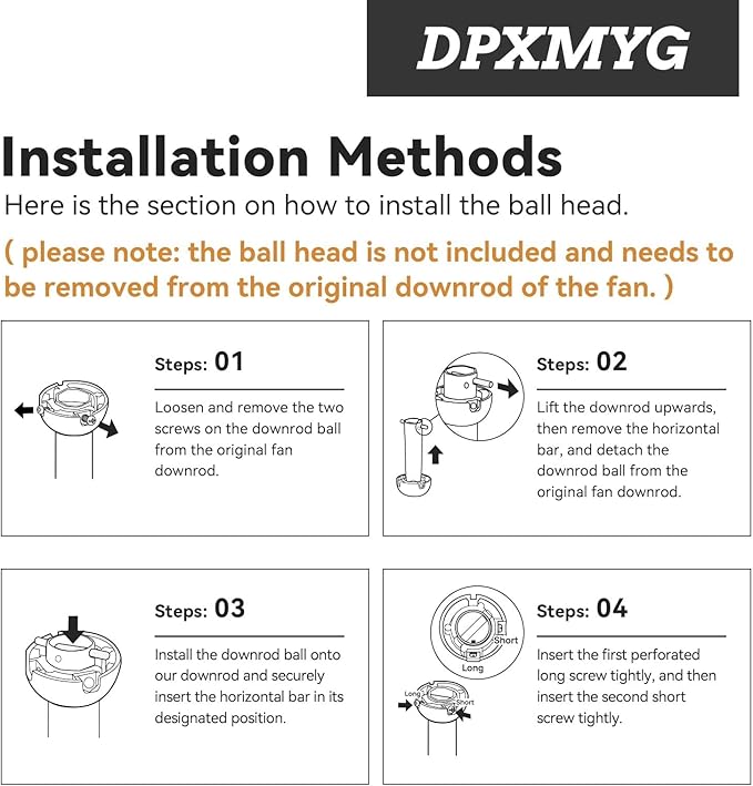 DPXMYG 84 inch Ceiling Fan Downrod with Extension Cord, 7 FT Black Downrod for Ceiling Fan, 1 inch Outside Diameter,Boom Suitable for a Wide Range of Fans (Black, Not Threaded)