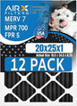 20x25x1 Air Filter MERV 7 Rating, 12 Pack of Furnace Filters Comparable to MPR by AIRXFILTERSWICKEDCLEANAIR