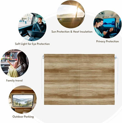 Light Brown Wood Grain Magnetic Double Layer Car Window Shades, Side Window - Image 7