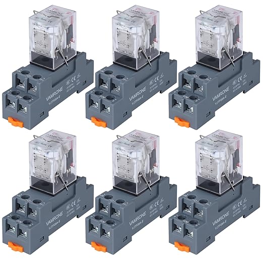 6PCS Electromagnetic Power Relay, 8-Pin 10 AMP 24V AC Relay Coil by VAMRONE
