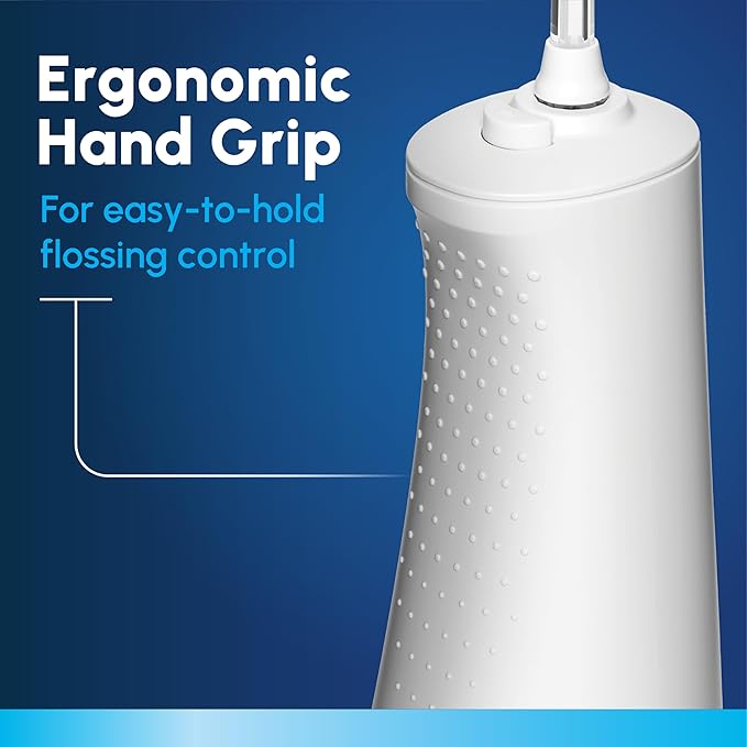 Waterpik Cordless Pulse Rechargeable Portable Water Flosser for Teeth, Gums, Braces Care and Travel with 2 Flossing Tips, Waterproof for Shower, ADA Accepted, WF-20 White, Packaging and Tips May Vary