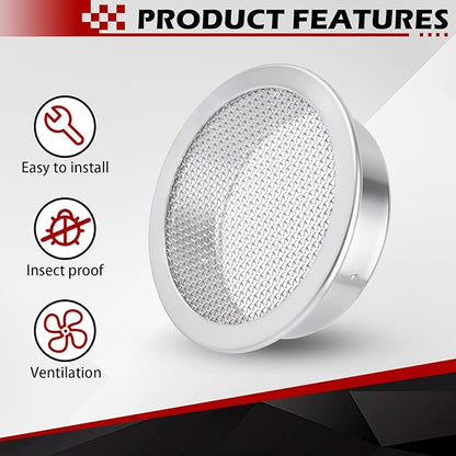 2-Inch Round Open Screen Vent, Mill Finish, 12 Pack - Image 3