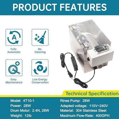 Automatic Rotary Drum Filter for Koi Tilapia Pond, Fish Farm, Hydroponics - Image 2