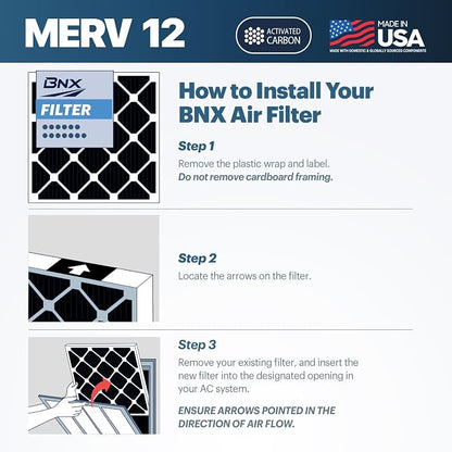 BNX TruFilter 14x20x1 MERV 12 Odor Defense AC Furnace Air Filter - Image 8