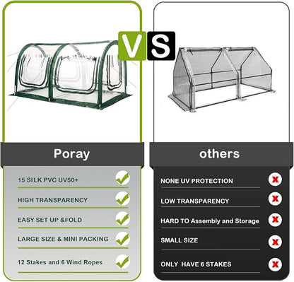 Poray Pop Up Tunnel Greenhouse Tent, Portable 78.8''Long Greenhouse Gardening - Image 4