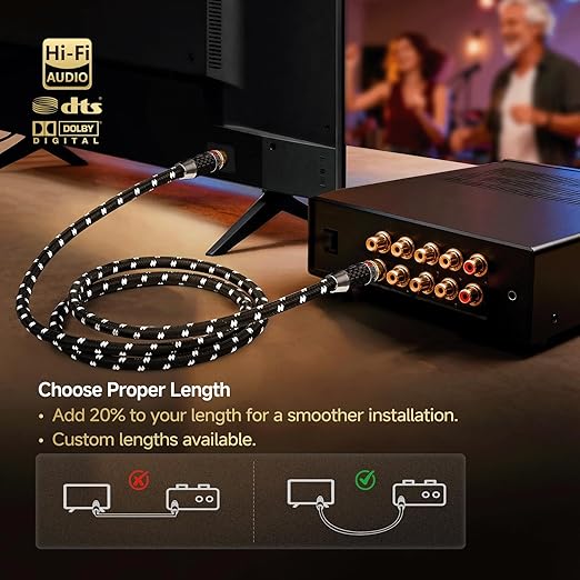 TODN Audiophile Digital Coaxial Audio Cable RCA to RCA Male Subwoofer Cable 75-Ohm SPDIF Coax with OCC-Core Dual Shielded for HiFi Systems (3ft /1m)