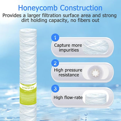 5 Micron Whole House Water Filter Cartridge, String Wound Sediment Filters - Image 3