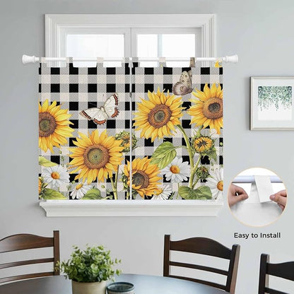 Sunflowers Bedroom Curtains 63 Inch Length, Window Curtains Tab Top - Image 4