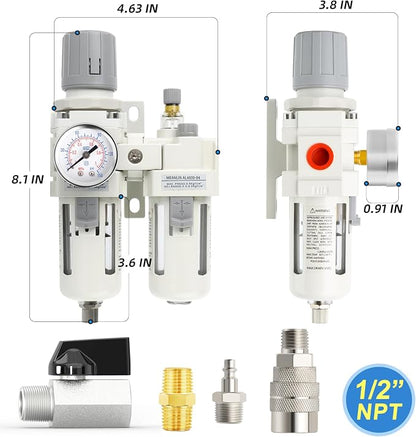 MEANLIN Air Compressor Moisture Filter, AC4010 Air Line Filter, 1/2" NPT Inlet - Image 2