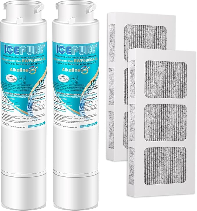 ICEPURE Alkaline RWF5800A-AL Refrigerator Water Filter and Air Filter by ICEPURE